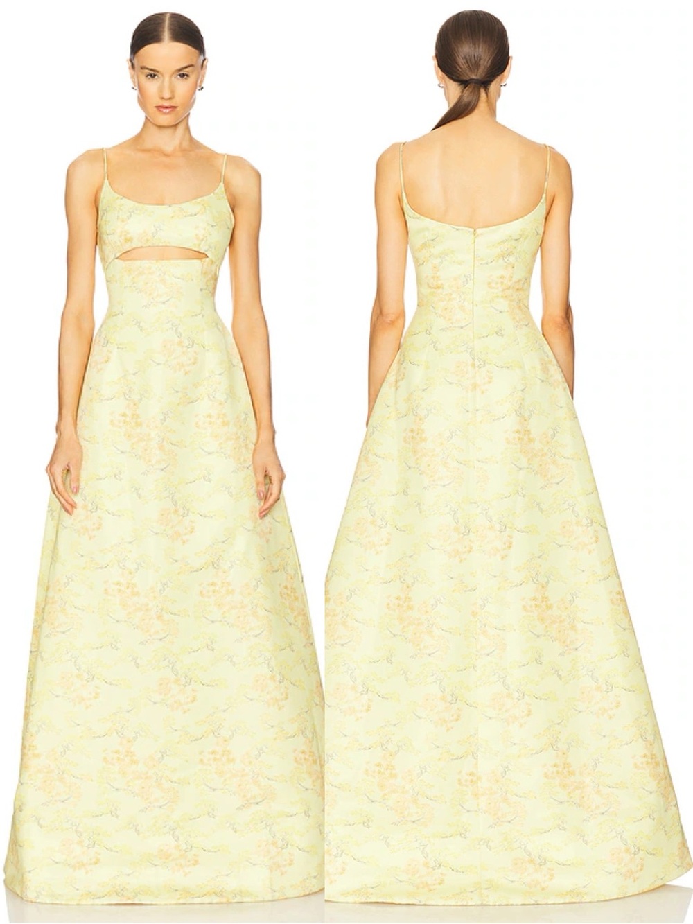 SAU Lee Marie Jacquard Evening Gown Yellow Multi NEW with tags